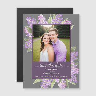 Faire-part de mariage gris et lilas rustiques avec