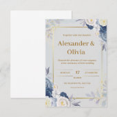 Faire-part de mariage Gris et Or (Devant / Derrière)