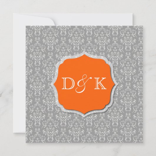 faire-part de mariage gris et orange (Dos)