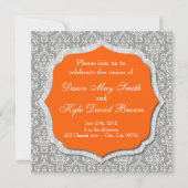 faire-part de mariage gris et orange (Devant)