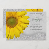 Faire-part de mariage gris jaune vintage de (Devant / Derrière)