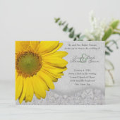 Faire-part de mariage gris jaune vintage de (Debout devant)