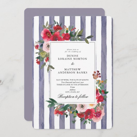 Faire-part de mariage gris lavande (Devant / Derrière)