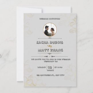 Faire-part de mariage gris moderne