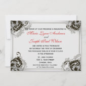 Faire-part de mariage gris, noir, et blanc de (Devant)