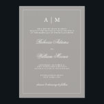 Faire-part de mariage gris profond élégant<br><div class="desc">Cette invitation de mariage chic et élégante présente une ombre profonde de gris et blanc cadre et texte. Vous pouvez personnaliser le haut avec vos initiales. Un look moderne mais classique dans une couleur mariage tendance.</div>