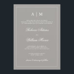 Faire-part de mariage gris profond élégant<br><div class="desc">Cette invitation de mariage chic et élégante présente une ombre profonde de gris et blanc cadre et texte. Vous pouvez personnaliser le haut avec vos initiales. Un look moderne mais classique dans une couleur mariage tendance.</div>