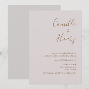 Faire-part de mariage gris rose minimaliste modern