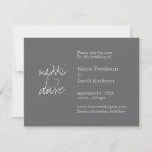 Faire-part de mariage gris simple et chic avec ref (Devant)