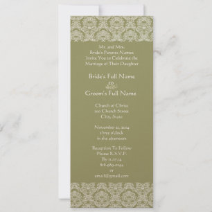 Faire-part de mariage Gris vert Damask