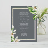 Faire-part de mariage grise de feuillage (Debout devant)