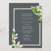 Faire-part de mariage grise de feuillage (Devant / Derrière)