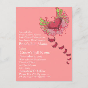 Faire-part de mariage Grunge Heart Raspberry Pink