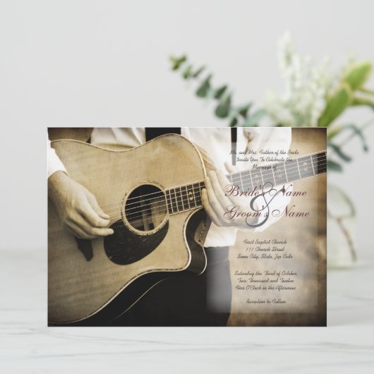 Faire-part de mariage guitare (Debout devant)