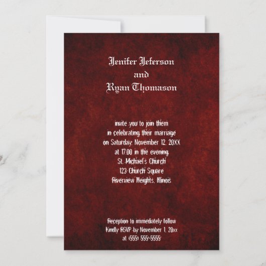 faire-part de mariage halloween (Dos)