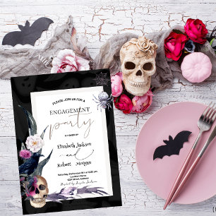 Faire-part de mariage Halloween crâne floral