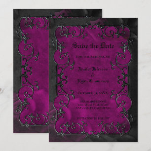 Faire-part de mariage Halloween gothique violet