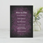 Faire-part de mariage Halloween gothique violet (Debout devant)
