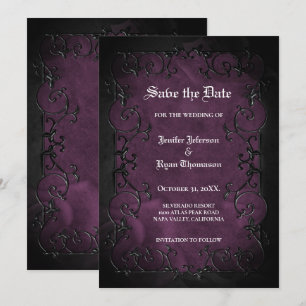 Faire-part de mariage Halloween gothique violet