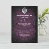 Faire-part de mariage Halloween gothique violet fo (Debout devant)