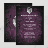 Faire-part de mariage Halloween gothique violet fo (Devant / Derrière)
