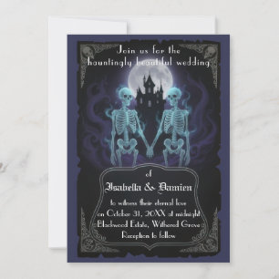 Faire-part de mariage Halloween squelette