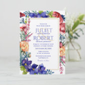 Faire-part de mariage | Happiness Watercolor Flora (Debout devant)