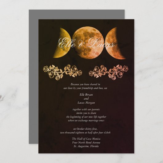 Faire-part de mariage Harvest Triple Moon (Devant / Derrière)