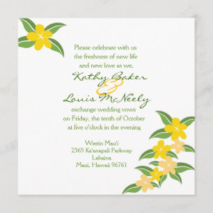 Faire-part de mariage hawaïen de Plumeria - 5,25 x