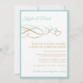 Faire-part de mariage Hearts | Turquoise clair et (Devant)