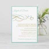 Faire-part de mariage Hearts | Turquoise clair et (Debout devant)