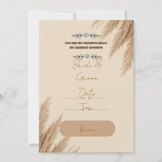 Faire-part de mariage herbe de la Pampa Bohème | M