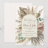 Faire-part de mariage herbe de Pampas Bohème — Ver (Devant / Derrière)