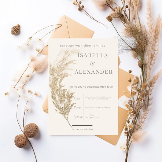 Faire-part de mariage Herbe des Pampas
