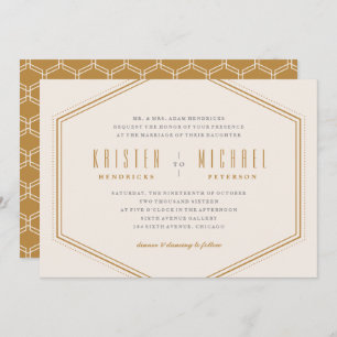 Faire-part de mariage Hexagon classique - Or