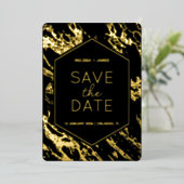 Faire-part de mariage hexagonal Art Déco moderne (Debout devant)