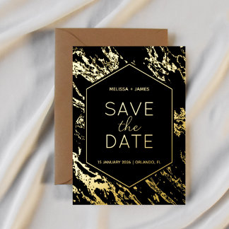Faire-part de mariage hexagonal Art Déco moderne