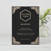Faire-part de mariage hexagone noir et crème (Debout devant)
