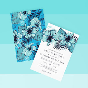 Faire-part de mariage Hibiscus bleu