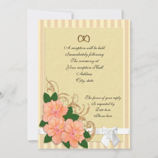 Faire-part de mariage Hibiscus fleurs pêche (Dos)