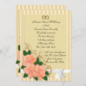 Faire-part de mariage Hibiscus fleurs pêche (Devant / Derrière)