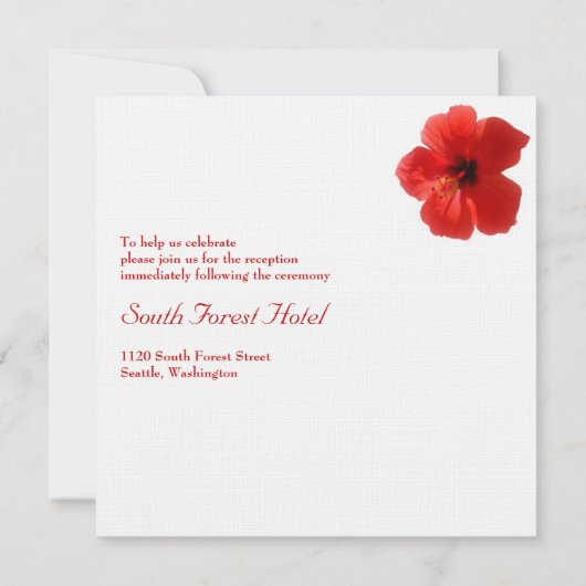 Faire-part de mariage Hibiscus rouge (Dos)