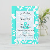 Faire-part de mariage Hibiscus turquoise (Debout devant)