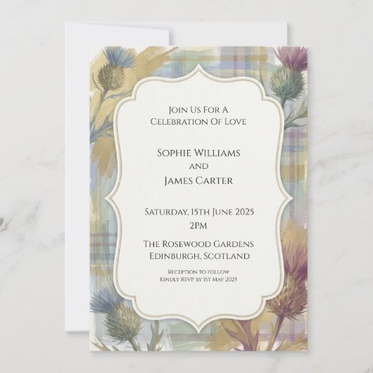 Faire-part de mariage Highland Heather (Devant)
