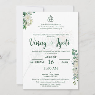 Faire-part de mariage hindou de fleurs vertes