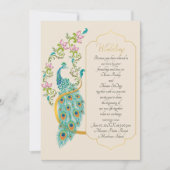 Faire-part de mariage hindou de paon indien (Devant)