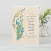 Faire-part de mariage hindou de paon indien (Debout devant)