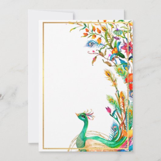 Faire-part de mariage hindou de paon indien (Dos)