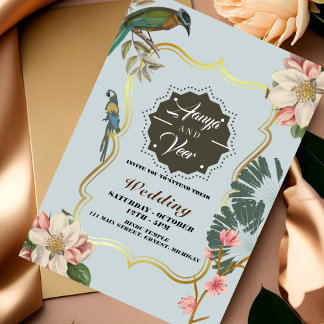 Faire-part de mariage hindou de paon indien