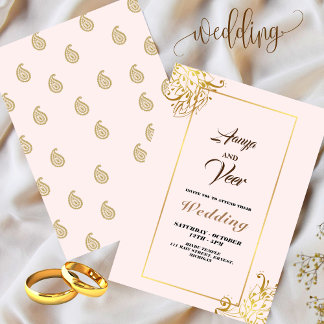 Faire-part de mariage hindou de paon indien